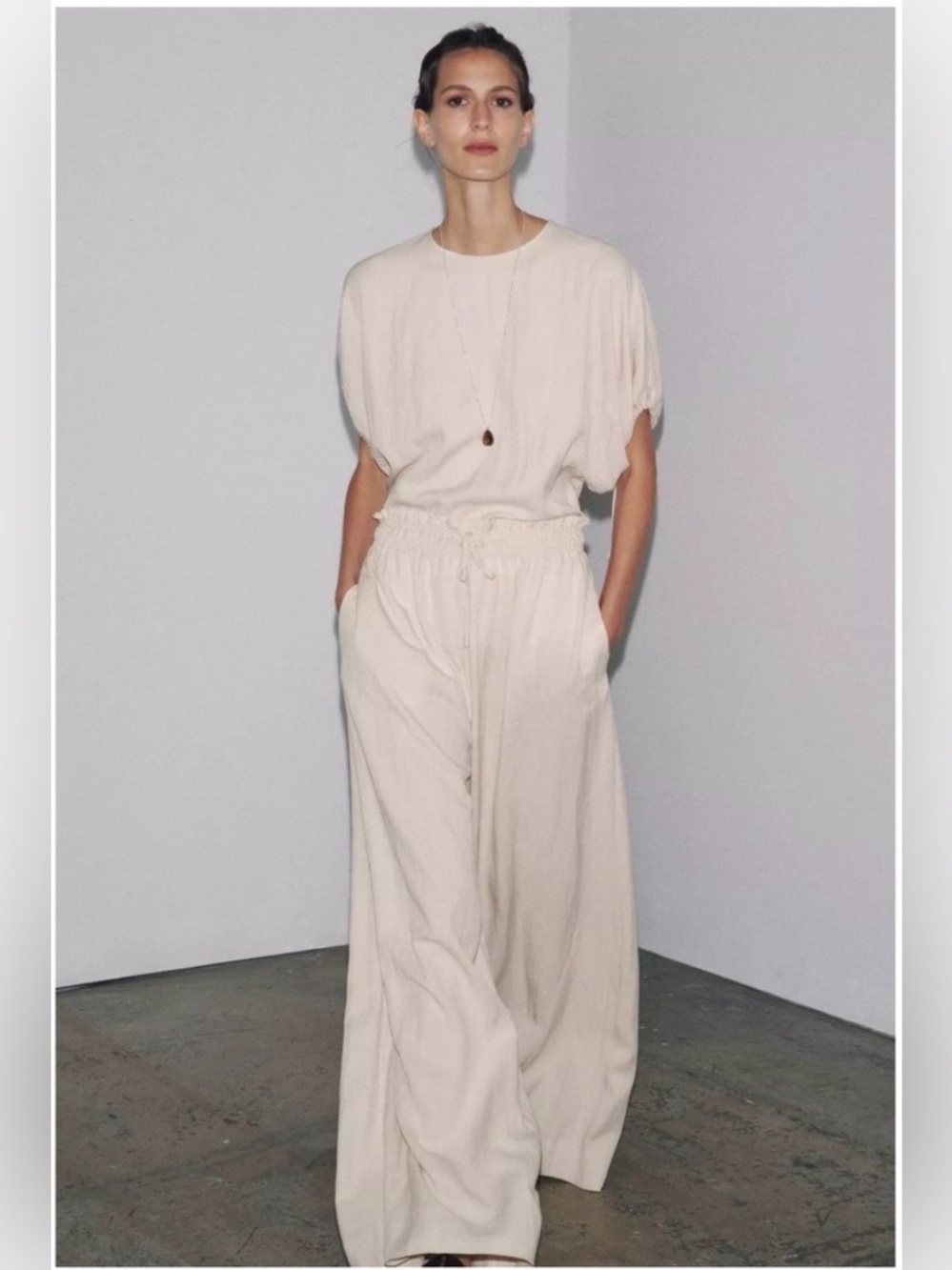 NWT Zara Cream Wide Leg Pants